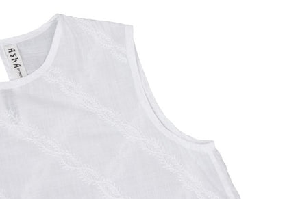 Issey Miyake ASHA BY MDS Bias Embroidered Stripe Top Size M