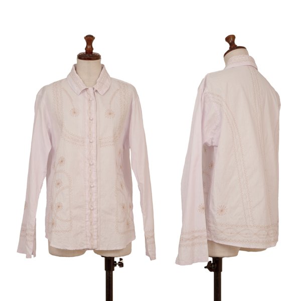 ISSEY MIYAKE HaaT Graphic Embroidery Light Purple Blouse Size 2
