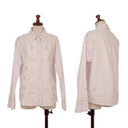 ISSEY MIYAKE HaaT Graphic Embroidery Light Purple Blouse Size 2