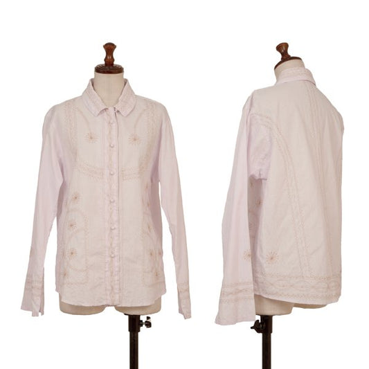 ISSEY MIYAKE HaaT Graphic Embroidery Light Purple Blouse Size 2