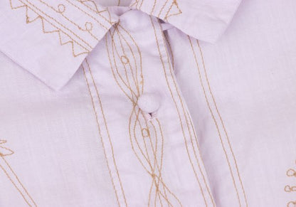 ISSEY MIYAKE HaaT Graphic Embroidery Light Purple Blouse Size 2