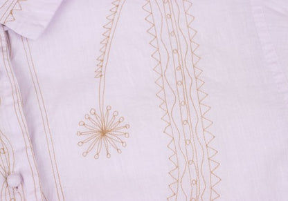 ISSEY MIYAKE HaaT Graphic Embroidery Light Purple Blouse Size 2