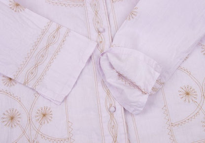 ISSEY MIYAKE HaaT Graphic Embroidery Light Purple Blouse Size 2