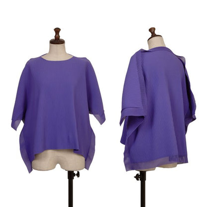 ISSEY MIYAKE me Mesh Trim Fine Knit T-Shirt Purple Size F
