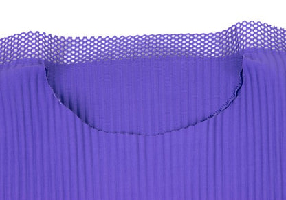ISSEY MIYAKE me Mesh Trim Fine Knit T-Shirt Purple Size F
