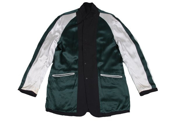 Y's for men Wool Gabardine Reversible Black Green Jacket Size 5