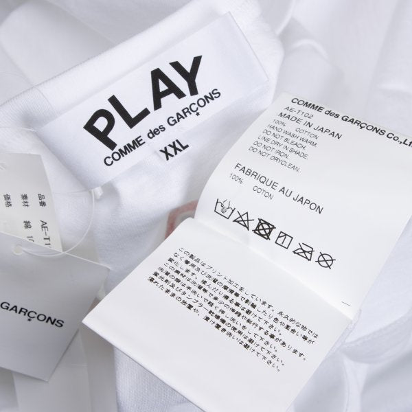 PLAY COMME des GARCONS White Logo Patch T-Shirt Size XXL