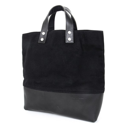 COMME des GARCONS HOMME Leather Trim Canvas Tote Bag Black