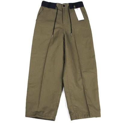 sacai 22SS Cotton Linen Drawstring Bi-Color Pants Khaki Navy