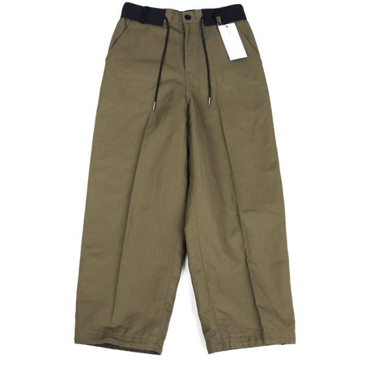 sacai 22SS Cotton Linen Drawstring Bi-Color Pants Khaki Navy