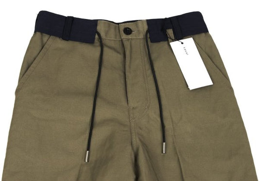 sacai 22SS Cotton Linen Drawstring Bi-Color Pants Khaki Navy