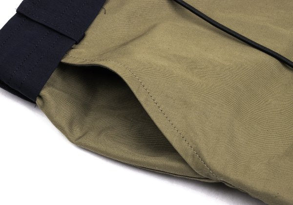 sacai 22SS Cotton Linen Drawstring Bi-Color Pants Khaki Navy