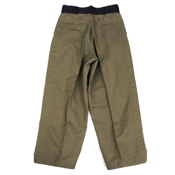 sacai 22SS Cotton Linen Drawstring Bi-Color Pants Khaki Navy