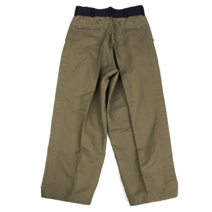 sacai 22SS Cotton Linen Drawstring Bi-Color Pants Khaki Navy