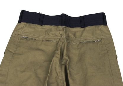 sacai 22SS Cotton Linen Drawstring Bi-Color Pants Khaki Navy
