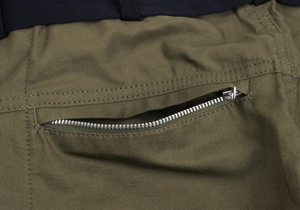 sacai 22SS Cotton Linen Drawstring Bi-Color Pants Khaki Navy