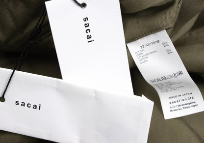 sacai 22SS Cotton Linen Drawstring Bi-Color Pants Khaki Navy