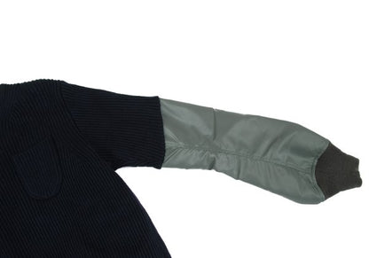 Sacai 24AW Nylon Twill Docking Pullover Sweater Green Size 1