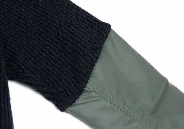 Sacai 24AW Nylon Twill Docking Pullover Sweater Green Size 1