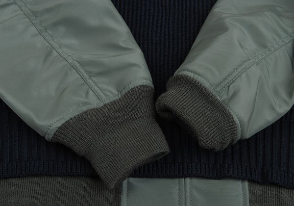 Sacai 24AW Nylon Twill Docking Pullover Sweater Green Size 1