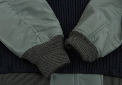 Sacai 24AW Nylon Twill Docking Pullover Sweater Green Size 1