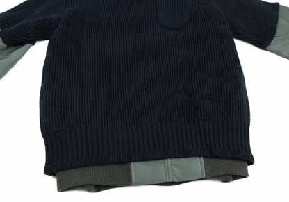 Sacai 24AW Nylon Twill Docking Pullover Sweater Green Size 1