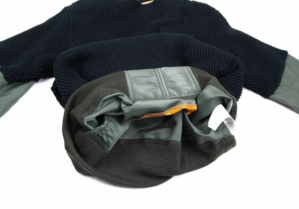 Sacai 24AW Nylon Twill Docking Pullover Sweater Green Size 1