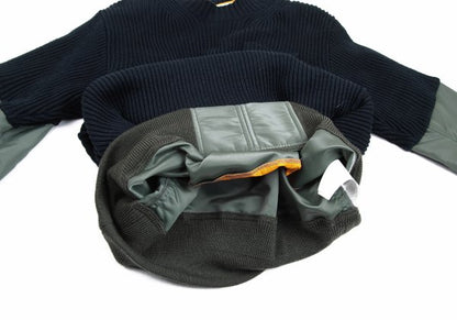 Sacai 24AW Nylon Twill Docking Pullover Sweater Green Size 1
