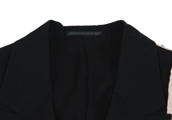 Yohji Yamamoto POUR HOMME 22SS Linen Ecru Black Jacket Size 2