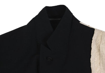 Yohji Yamamoto POUR HOMME 22SS Linen Ecru Black Jacket Size 2