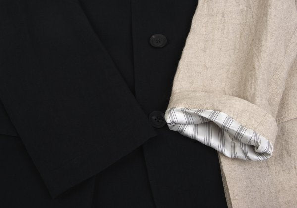 Yohji Yamamoto POUR HOMME 22SS Linen Ecru Black Jacket Size 2