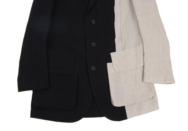 Yohji Yamamoto POUR HOMME 22SS Linen Ecru Black Jacket Size 2