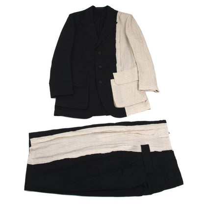 Yohji Yamamoto POUR HOMME 22SS Linen Ecru Black Jacket Size 2