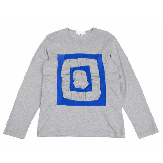 GANRYU Square Fleece Patch Long Sleeve Shirt Gray Size M