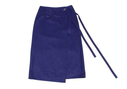 JOSEPH Wool Blend Glitter Wrap Skirt Blue Size 36