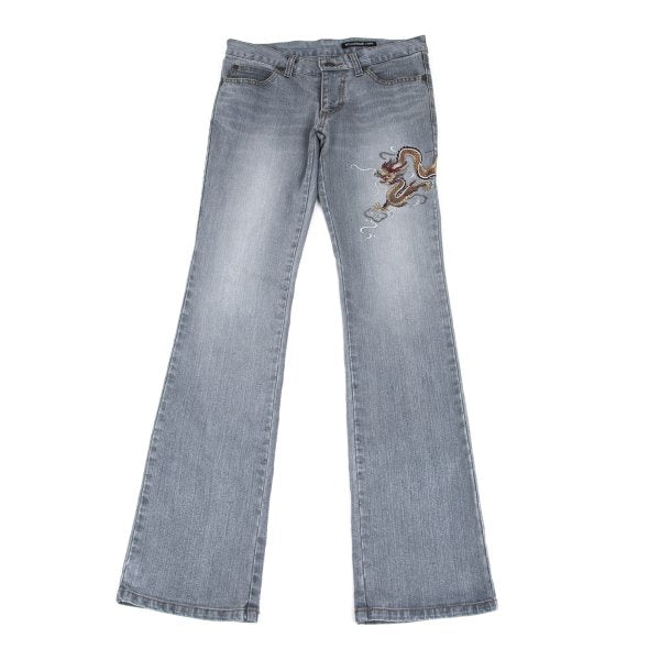 VIVIENNETAM Dragon Embroidery Indigo Blue Jeans
