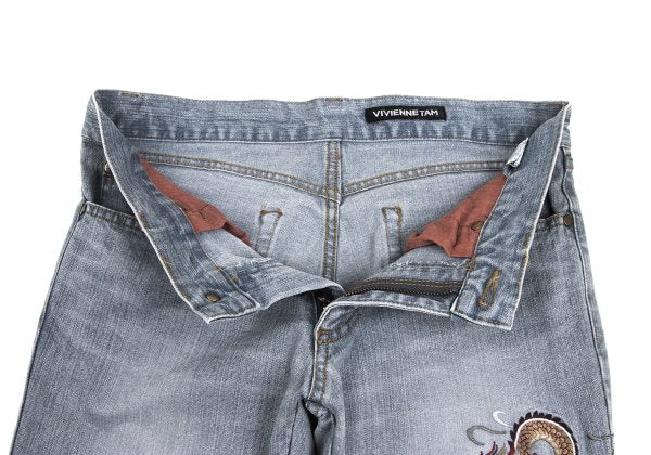 VIVIENNETAM Dragon Embroidery Indigo Blue Jeans