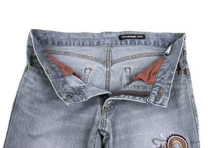 VIVIENNETAM Dragon Embroidery Indigo Blue Jeans