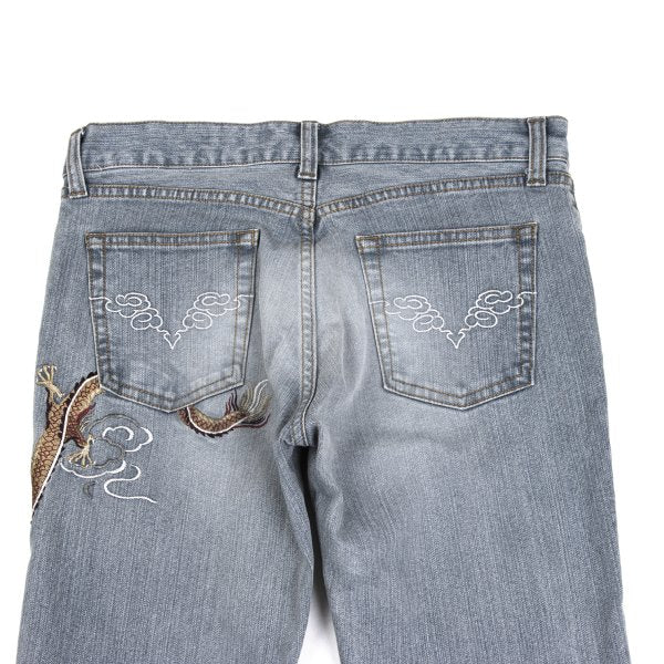 VIVIENNETAM Dragon Embroidery Indigo Blue Jeans