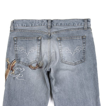 VIVIENNETAM Dragon Embroidery Indigo Blue Jeans
