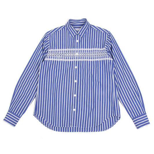 sacai Cotton Front Embroidered Striped Shirt Blue Size 1