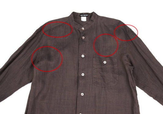 ISSEY MIYAKE MEN Linen Band Collar Shirt Brown Size XL