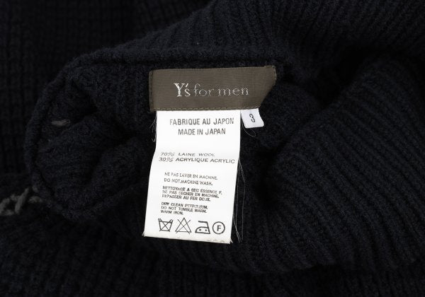 Y's for men Wool Acrylic Waffle High Sweater Navy Size 3