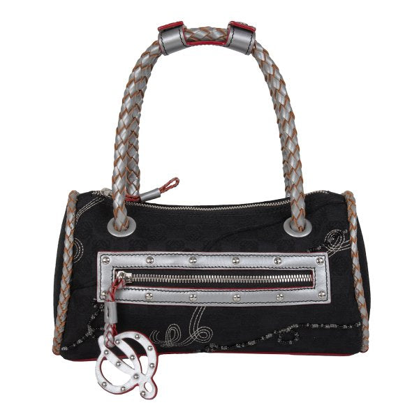 LOEWE Charm Zip Braided Handle Bag Black