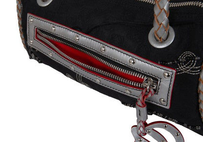 LOEWE Charm Zip Braided Handle Bag Black