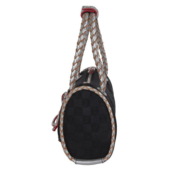 LOEWE Charm Zip Braided Handle Bag Black