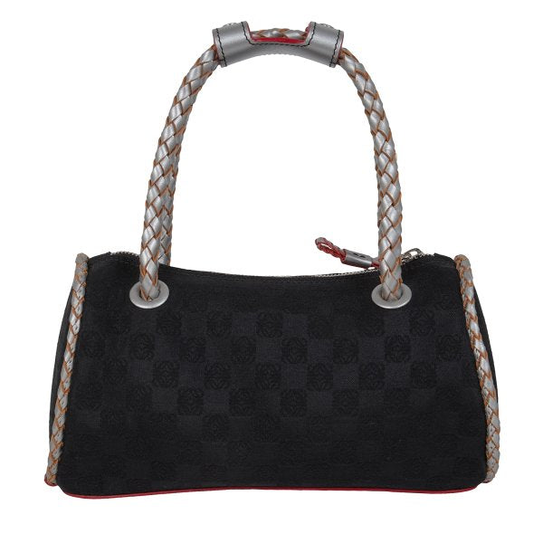 LOEWE Charm Zip Braided Handle Bag Black