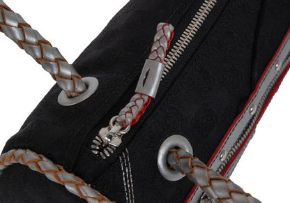 LOEWE Charm Zip Braided Handle Bag Black
