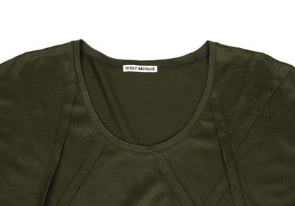 ISSEY MIYAKE Lyocell Cotton Paneled T-Shirt Green Size 3