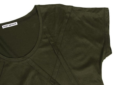 ISSEY MIYAKE Lyocell Cotton Paneled T-Shirt Green Size 3